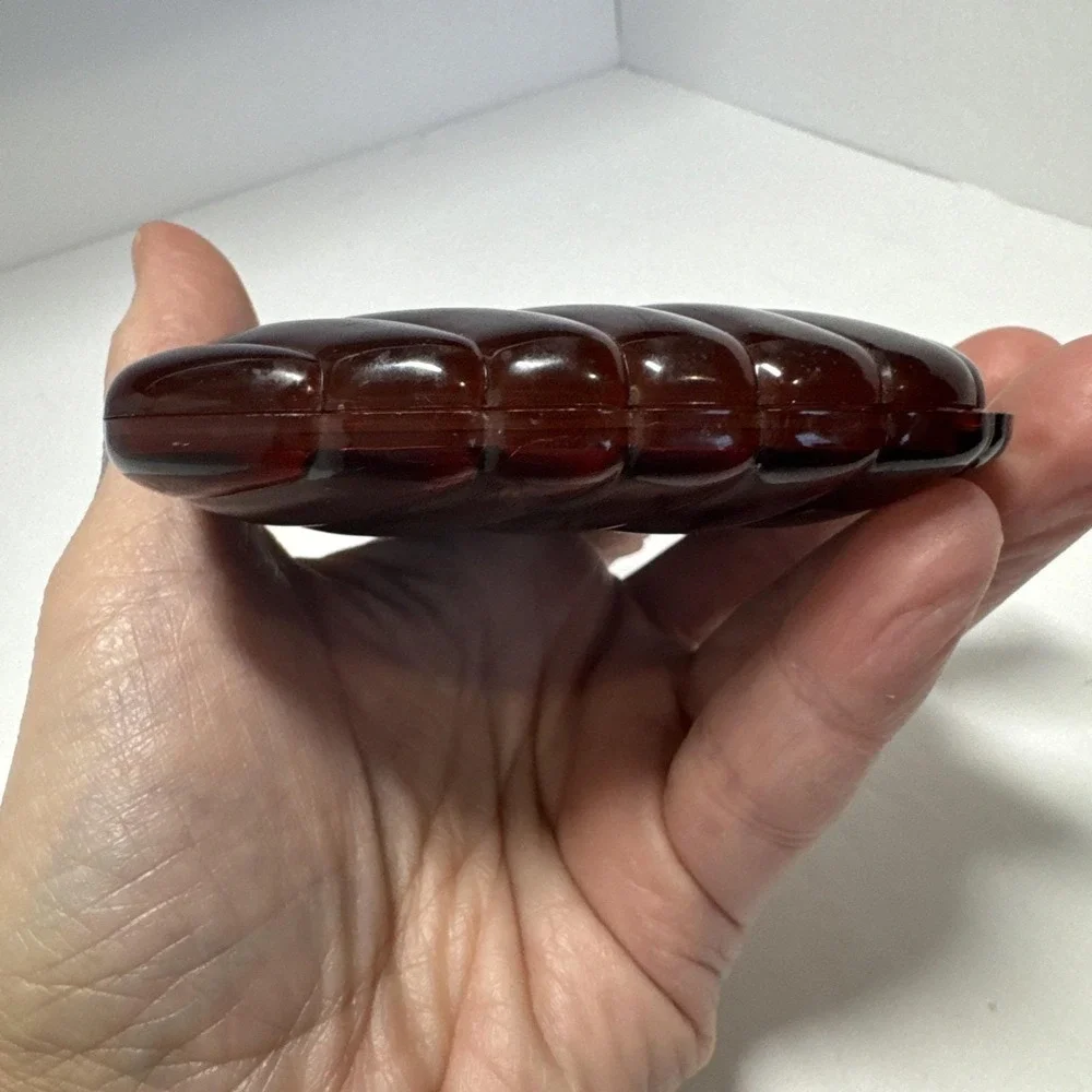 VTG Double Sided Compact Lighted Makeup Mirror‎ Brown Tortoise Plastic 3.5x3.5